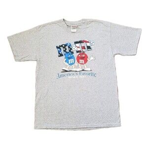 Vintage 90s M&M's America's Favorite Size Large Mens Grey T-Shirt Planet Mars